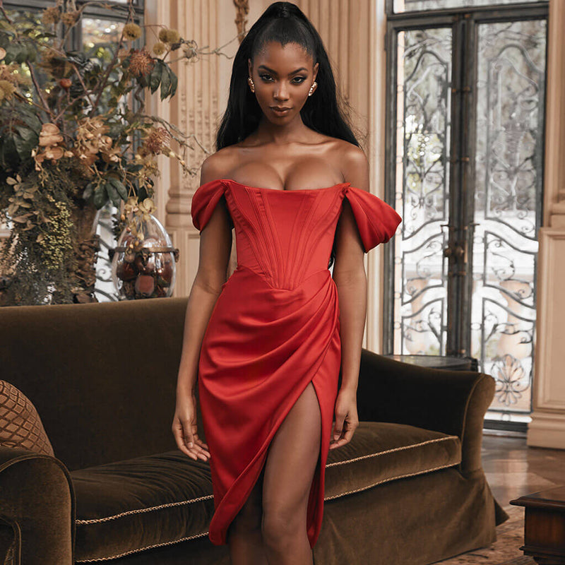 red corset dress